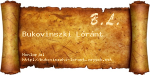 Bukovinszki Lóránt névjegykártya